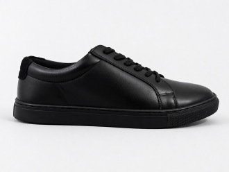 Black Leather Casual Sneakers -BOM-NEWTON3-BLK